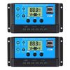 30A Solar Charge Controller 12V/ 24V Solar Panel Charge Controller Intelligent Regulator with 5V Dual USB Port Display Adjustable Parameter LCD Display and Timer Setting ON/Off Hours (1) (2pcs)