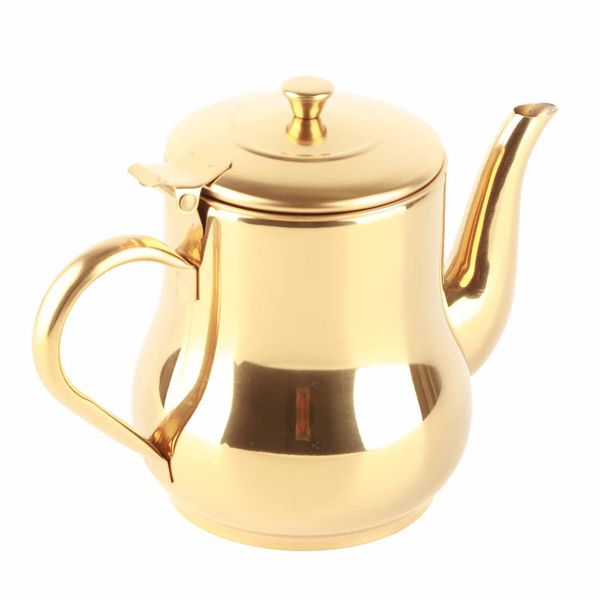 Stainless Steel Tea Pot with Filter,500ml Coffee Kettle Teapot Water Jug Tea Pot Maker Oil Strainer Pot Ergonomic Handle Kitchen Supplies for Home Office (Gold)