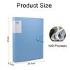 100 Pocket A4 Display Folder With Plastic Sleeves, Presentation Folders, Pocket Folder, Blue