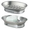 iDesign Small Round Plastic Bathroom Trash Can-Set of 2-Black Soap Dish, Split Finish