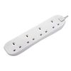 Masterplug Four Socket Long Extension Lead, 1 Metre, White