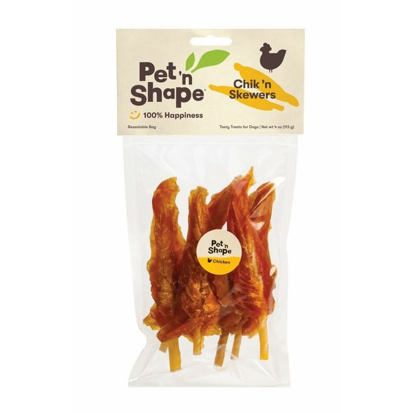 Pet 'n Shape Chik 'n Skewers - Chicken Wrapped Rawhide Chew Dog Treats, 4 oz