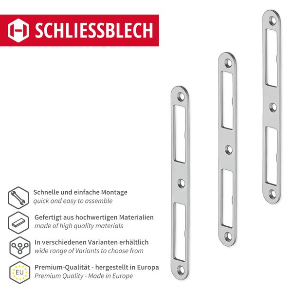 Gedotec Strike Plate Stainless Steel | 1 Piece Inlet Strike Plate Room Door | Flat Locking Plate DIN Left + Right | Renovation for Wooden Frames | Metal Door Stop Interior Doors Front Door Garden Gate