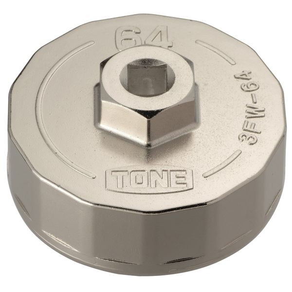 TONE Oil Filter Wrench (Cup-shaped) 3FW-64 Insertion Angle 0.37 inches (9.5 mm) (3/8") Diameter 2.5 inches (64 mm)