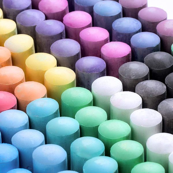 feela Sidewalk Chalk, 144 Pack 18 Colors Sidewalk Chalk Set For Kids Jumbo Chalk Bulk, Great for Kids Family, Paint on Sidewalk School Chalkboard Blackboard Street Playground