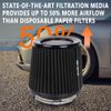 BLACK High Performance Cold Air Intake Air Filter 3", 3.5", 4" Inlet, 6.5" Tall
