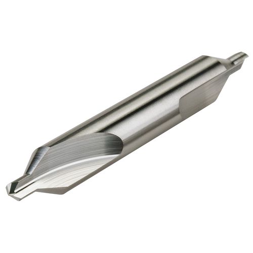 Micro 100 DCM-008 Combined Drill & Countersink, 118° Point Angle, 60° Included Angle, 0.8 mm Dia, 1.1 mm Flute Length, 3.15 mm Shank Dia, 35 mm OAL, Uncoated