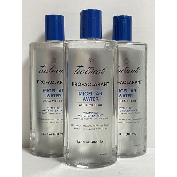 3x TEATRICAL Pro-Aclarant Micellar Water Cleanser & Makeup Remover, 13.5 Ounce