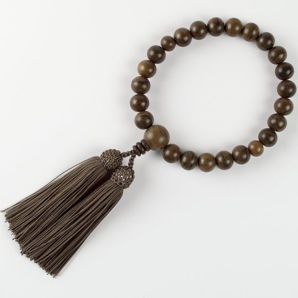 Saito 葬祭 Sham, Persimmon, 22 Ball Rosary for men All Use It In sect Made in Kyoto "," with Carrying Pouch 念珠 suri-puke-su with "One Year Mala Repair Warranty"