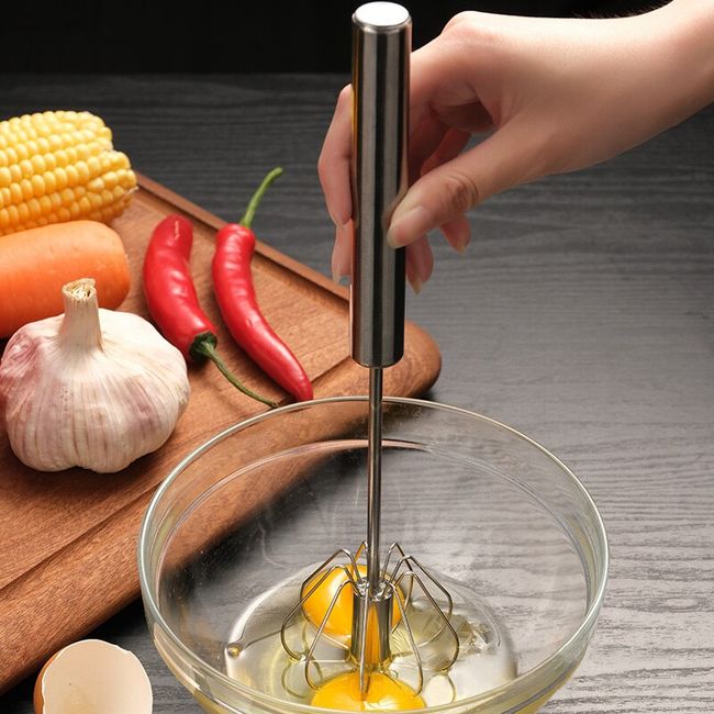 Semi-automatic Egg Beater Stainless Steel Whisk Manual Press Type