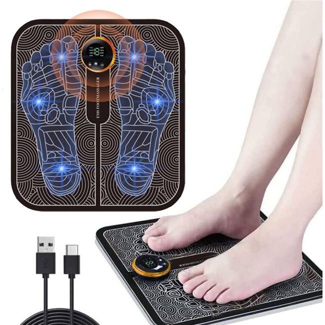 Electronic Feet Massager for Pain and Circulation,Electric Massage Mat,EMS Foot Massager,Electric Deep Kneading Circulation Foot Booster for Feet Folding Portable,Best Present for Parents