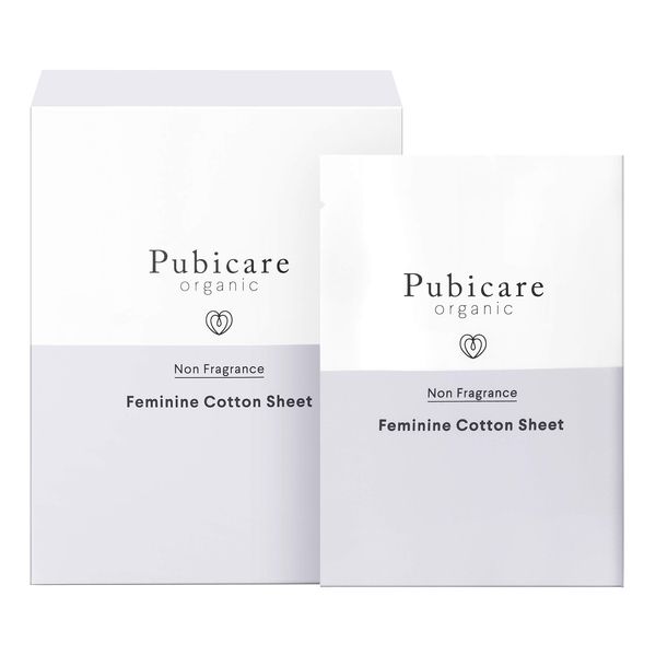 PUBICARE Organic Feminine Cotton Sheets, 20 Sheets, Unscented, 20 Sheets (x1)