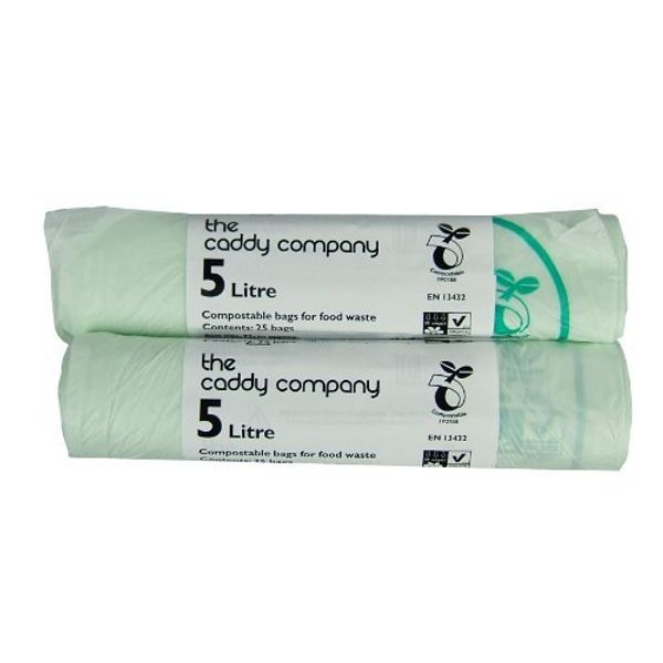 The Caddy Company Compostable Bin Liners Green 5 Litre, 50 Bags