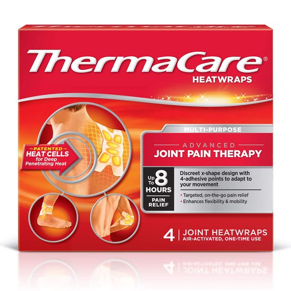 ThermaCare Portable Heating Pad, Joint and Muscle Pain Relief Patches, Multi-Purpose Heat Wraps (4 Patches)