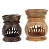 Oil Diffuser - Natural Soapstone Oil Burner Round Elephant 3.25"