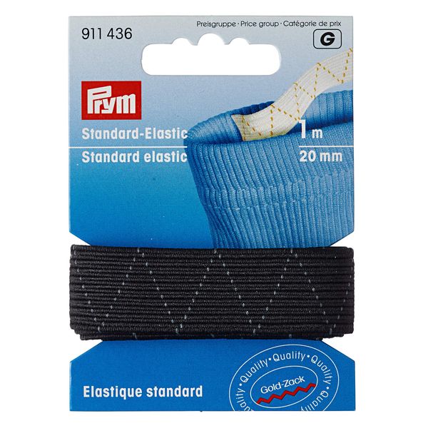 Prym Standard Elastic 1m x 20mm, Polyester, Black