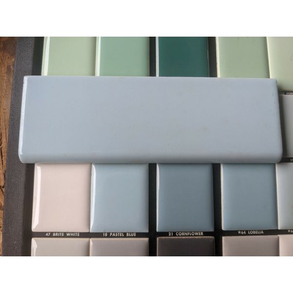 2 pcs American Olean Ceramic  Wall Tile 2x6" Bullnose Pastel Blue  NEW Color 18