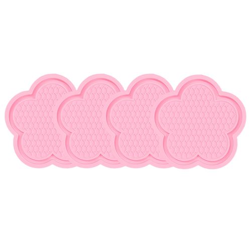 Lyxheth 4PCS Car Cup Coaster, Car Cup Holder Mat, Waterproof Anti Slip Cars Cup Holders Embedded in Ornaments Coasters, Auto Decor Accessory Flower Shaped Cup Holder Coaster for Cars (Pink)
