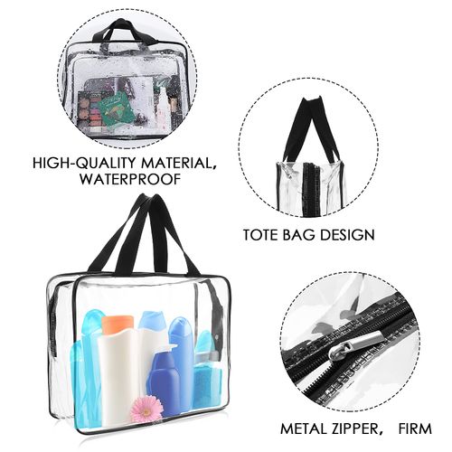 Sibba Trasparente Tote Bag, Grandi Sacchetti di Trucco Trasparente Impermeabile Trasparente Gag Cosmetici Trasparenti Zipper Toiletry Organizer Storage Bag Accessori Da Viaggio Trasparente, moda