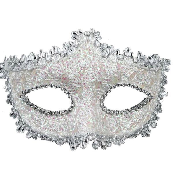 Geek-M Women Halloween Costume Mask Venetian Mask for Masquerade Ball Party White