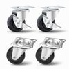POWERTEC 2 Inch Swivel Caster Wheels Set of 4 with 264 lbs Loads (2 with Brakes & 2 Without), Heavy Duty Plate Casters, Rubber Castor Wheels for Furniture, Cart, Dolly and Workbenches (17211)