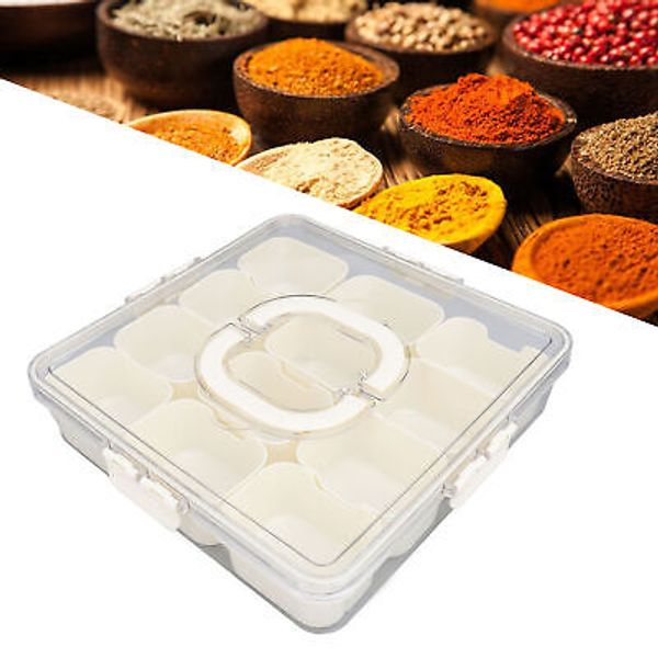 Divided Serving Tray With Transparent Lid Handle 12 Compartments PET ABS Divi US