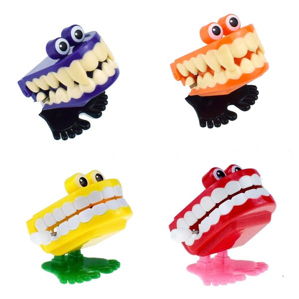 Aisszhao 4 Pack Teeth Bucket Wind Up Toys for Kids,Wind Up Teeth Toys Set Novelty Clockwork Toy Colorful Plastic Wind Up Teeth Toys Stocking Funny Party Favor Goody Bag Filler