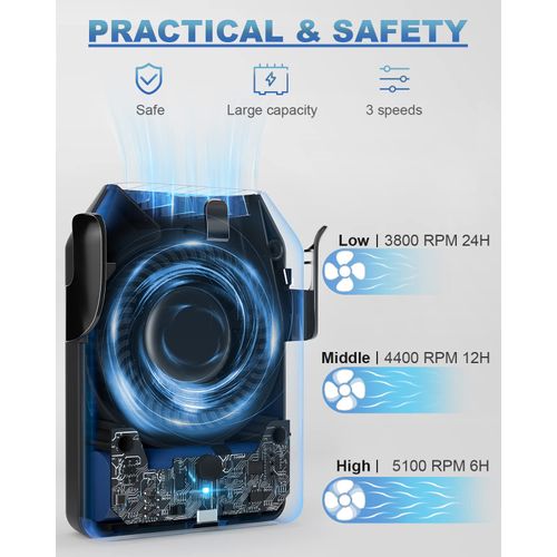 Portable Fan 10000mAh Rechargeable, Stsase Mini Waist With Max 24H Working Time, 3 Speeds 5100RPM Strong Airflow Wearable Personal Clip Belt for Outdoor, Jobsite, Farms, Traveling, Fishing
