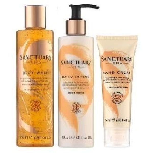 (3 PACK) Sanctuary Spa Body Wash 250ml & Sanctuary Spa Body Lotion 250ml & Sanctuary Spa Hand Cream 75ml