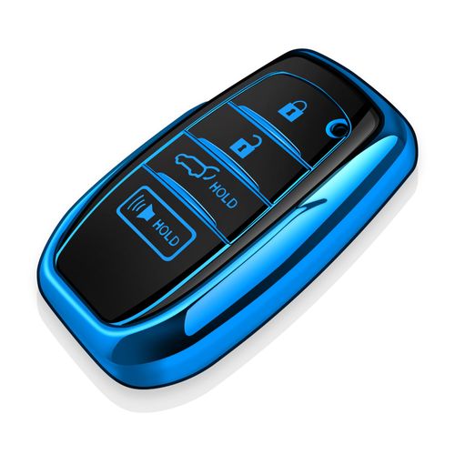 Tukellen for Toyota Key Fob Cover Soft TPU Full Protection Key Case fit for 2025 Camry 2019-2024 Venza, RAV4 Prime, Land Cruiser, Fortuner, Grand Highlander, Corolla Cross, Hilux 4-5 Buttons (Blue)