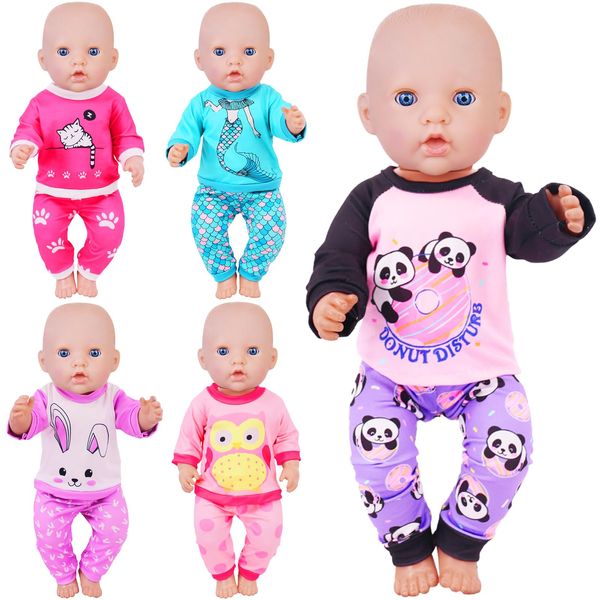 K.T. Fancy 5 Sets Baby Doll Clothes for 14-18 Inch Doll, Baby Doll Accessories for Reborn Doll, Gift for Kids' in Birthday, Children's Day, Christmas