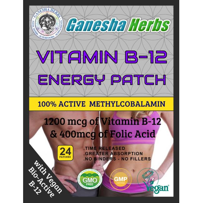 VITAMIN B12 ENERGY 24 PATCHES W/ Folic Acid HIGH ABSORPTION! 2+ Month Supply!