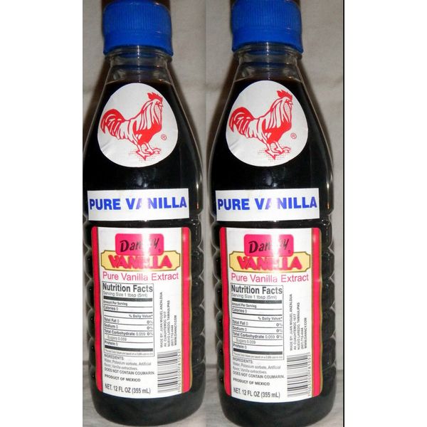 2 X Danncy Dark Pure Mexican Vanilla Extract From Mexico 12oz Each 2 Plastic Bottle Lot Sealed by Danncy