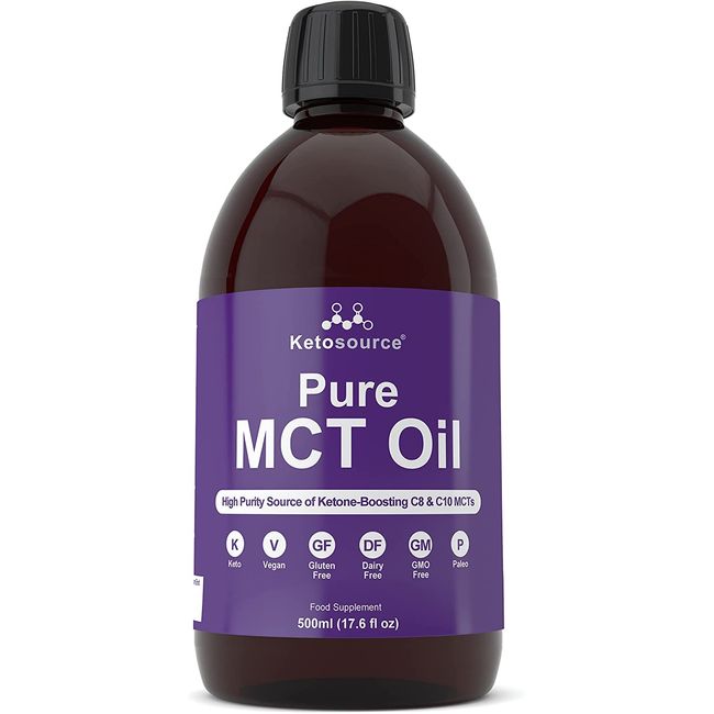 Ketosource® Pure MCT Oil | High Purity Source of Ketone-Boosting C8 & C10 MCTs | Supports Keto Nutrition & Fasting | Vegan Safe & Gluten Free | 500ml Bottle