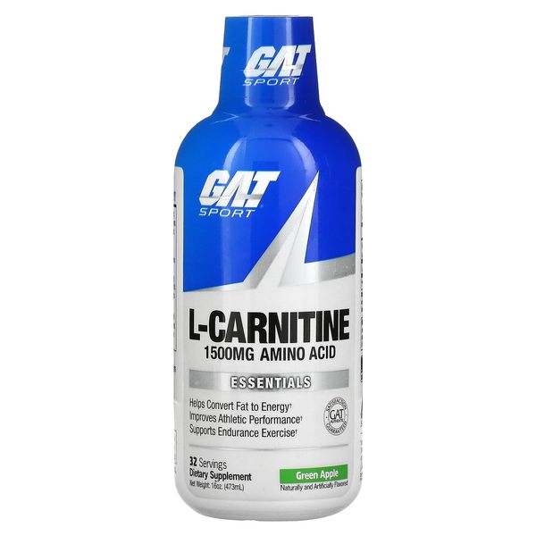 GAT Carnitine 1500mg Green Apple Flavor Liquid 473ml, 473 ml, 1ea