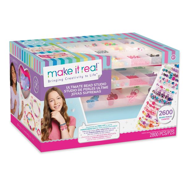 Make It Real – Ultimate Bead Studio. DIY Tween Girls Beaded Jewelry Making Kit. Arts and Crafts Kit Guides Kids to Design and Create Beautiful Bracelets, Necklaces, Rings and Headbands