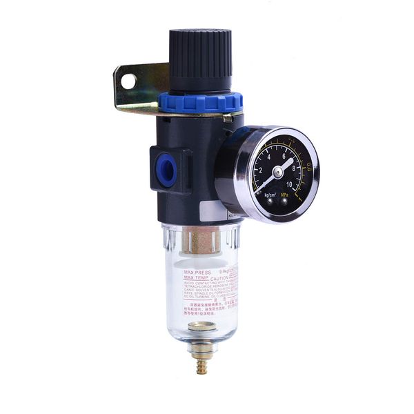 1/4"NPT Air Filter Pressure Regulator, Water-Trap Air Tool Compressor Filter with Gauge