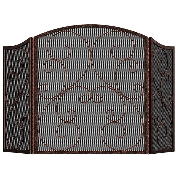 Fire Beauty Fireplace Screen 3 Panel Wrought Iron Metal 48(L) x30(H) Spark Gu...