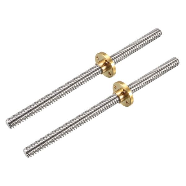 uxcell Lead Screw, Copper Nut, Length 5.9 inches (150 mm), T8 Pitch, 0.08 inch (2 mm) Lead Screw Rod, For 3D Printers, Pack of 2