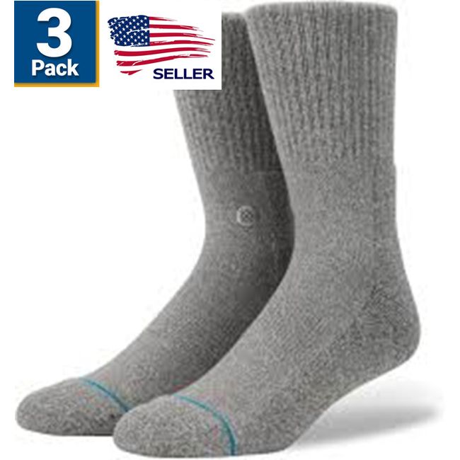 3 Pair Pack Active Pro Diabetic Socks Size 9 - 11 Crew Length - Gray