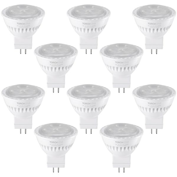 10-Pack 3W 2700K LED MR11 Bulbs, AC/DC 12V GU4 Base, 25W Halogen Equivalent