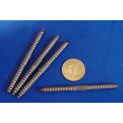LOT OF FOUR 1/4" X 3" DOWEL SCREWS DOUBLE END WOOD SCREW BALUSTER