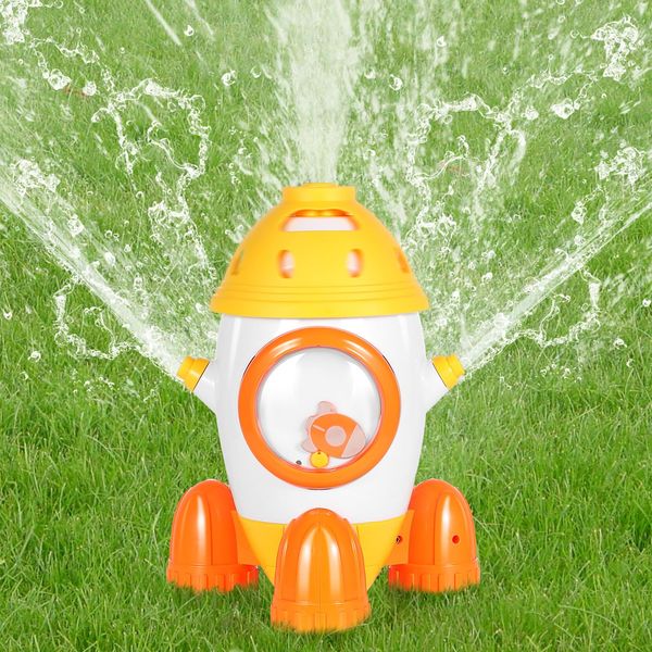 HeySplash Water Sprinkler Toy, Rotation Sprinkler for Kids Outdoor Play, Kids Sprinklers for Yard, Outdoor Water Fun, Spray Splashing Fun for Backyard Pool Lawn, Attaches to Garden Hose, Rocket