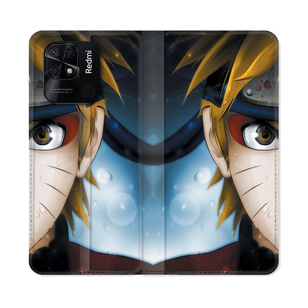 Leather Wallet Case for Xiaomi Redmi 10C Manga Naruto White