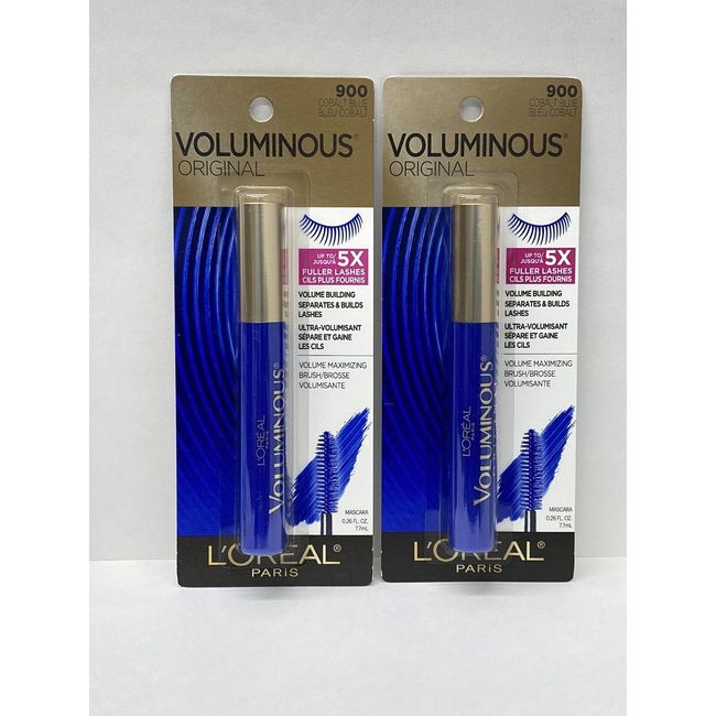 LOT OF 2 L'Oreal Voluminous Original 5X Fuller Lashes Mascara 900 Cobalt Blue