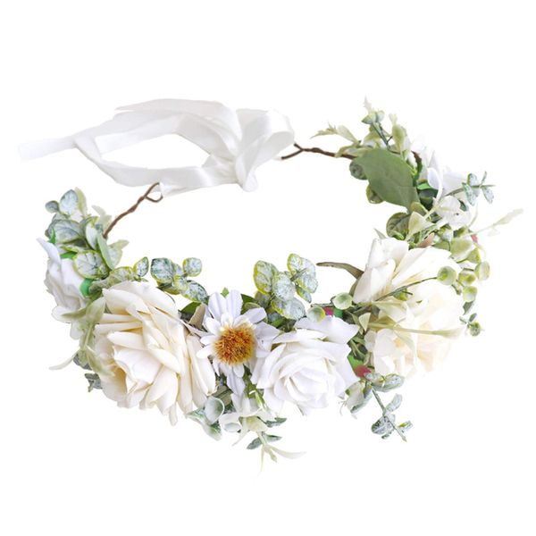 DreamLily Maternity Woodland Photo Shoot Peony Flower Crown Hair Wreath Wedding Headband BC44 (Style 16 Daisy White)