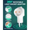 TobeBright 2 Pack Plug in Light Socket, 3-Prong Light Socket Plug Adapter with On/Off Switch, 360° Rotatable Outlet to Light Bulb Plug, Light Bulb Camera, E26 Base, ETL Listed, White