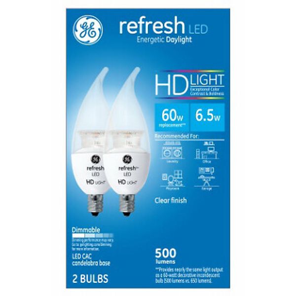 Decorative LED Light Bulb, Daylight, Clear, 6.5-Watts, 2-Pk.