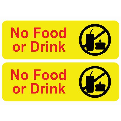 AK Pack of 2 | No Food or Drink Sign/Symbols, (Black), Vinyl Decal Sticker Door | Window Any Smooth Surface Size: 9” x 3”