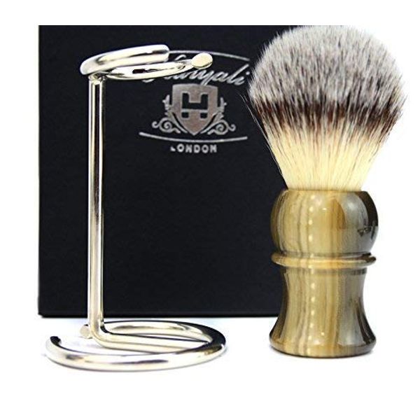 Lavish Style Gift for Men(Synthetic Hair Shaving Brush+Steel &Chrome Holder)